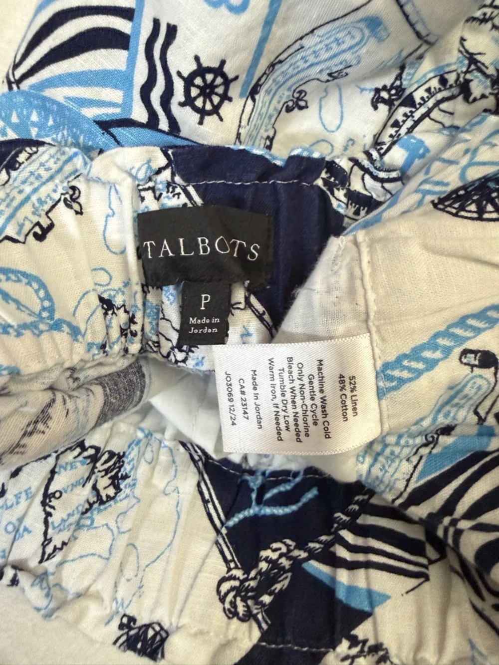 Talbots Washed Linen Pull on Shorts Cote D Azur Sz Xs‎ Nautical Sailor Core